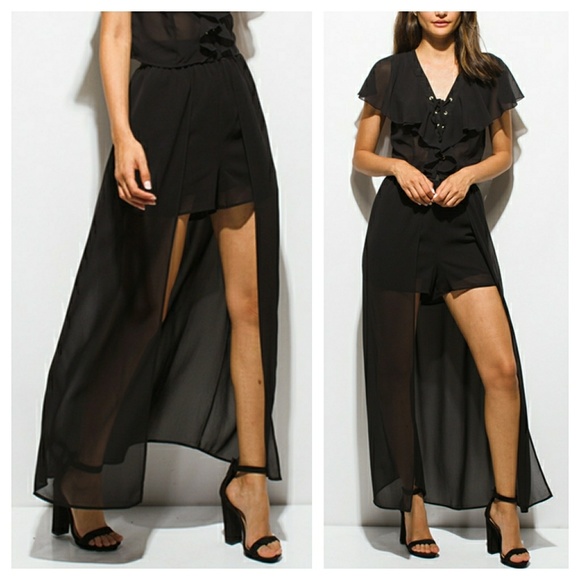 Skirts 1 Left Black Maxi Skirt With Shorts Poshmark